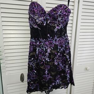 Purple and black sequin/lace cocktail dress